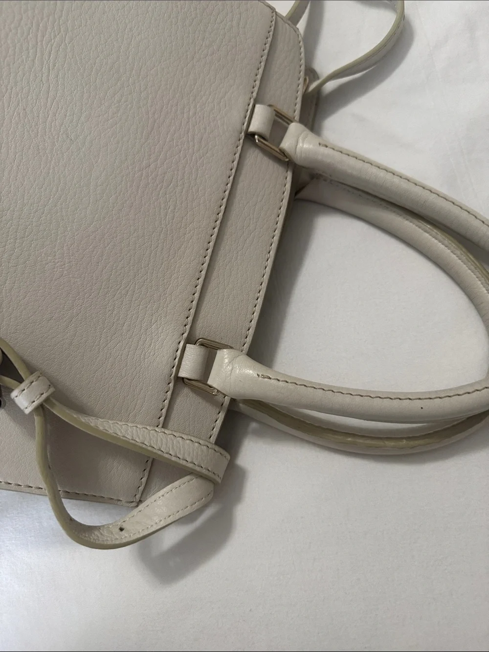 Dooney & Bourke Cream Structured Leather Top-Handle Satchel